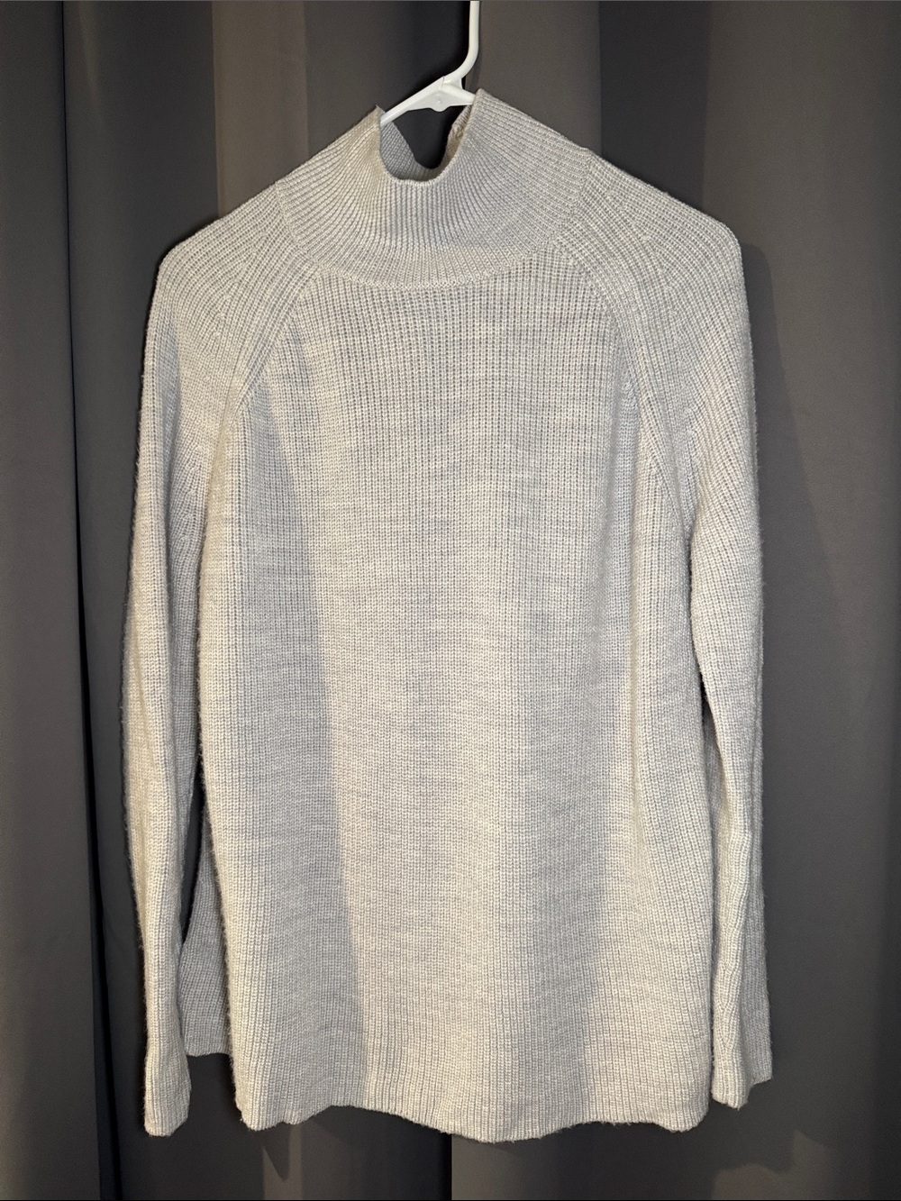 Eileen Fisher 100% Fine Merino Wool Light Cream Mockneck Sweater
